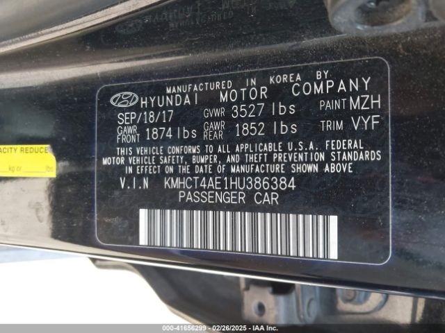KMHCT4AE1HU386384 Hyundai Accent Value Edition