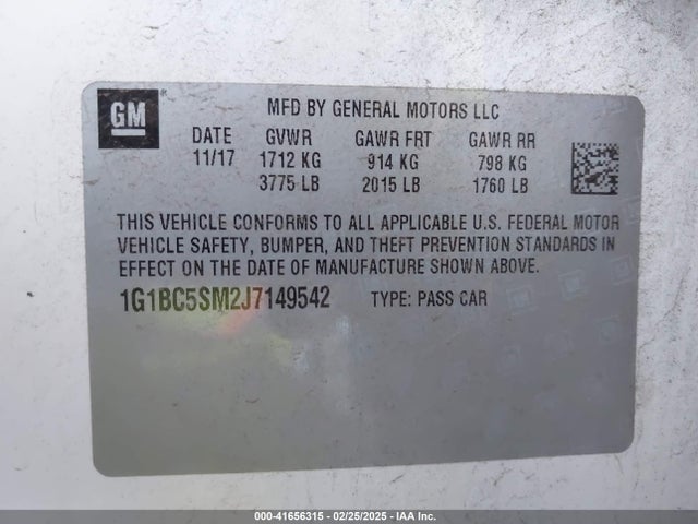 1G1BC5SM2J7149542 Chevrolet Cruze Ls Auto