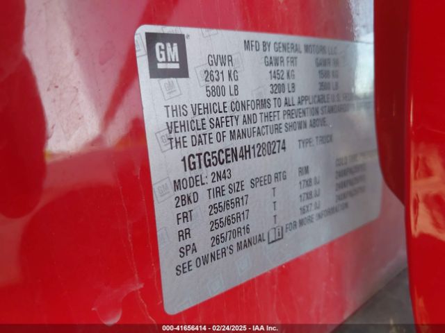 1GTG5CEN4H1280274 GMC CANYON SLE