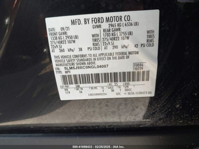 5LM5J9XC0NGL04007 Lincoln Aviator Black Label