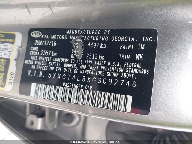 5XXGT4L3XGG092746 KIA Optima Lx