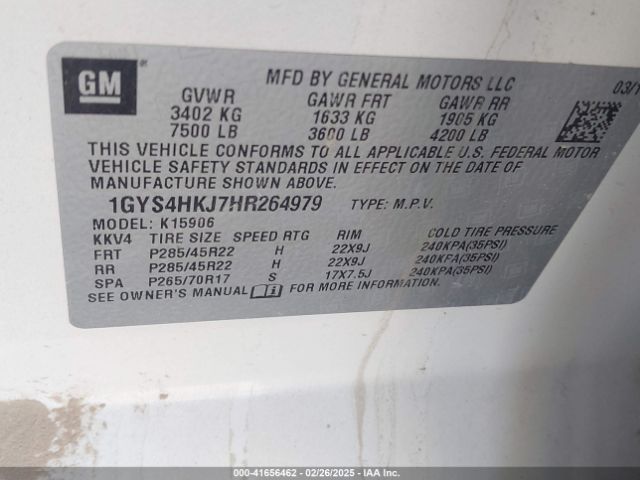 2017 CADILLAC ESCALADE ESV 1GYS4HKJ7HR264979 Photo 8