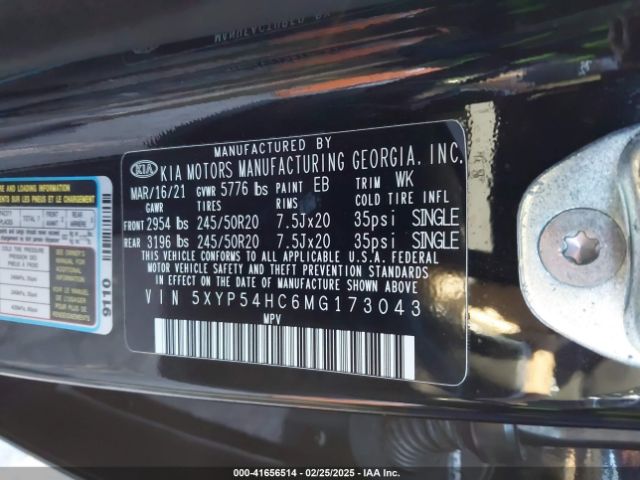 5XYP54HC6MG173043 KIA Telluride Sx