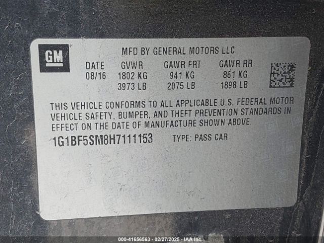 1G1BF5SM8H7111153 Chevrolet Cruze Premier Auto