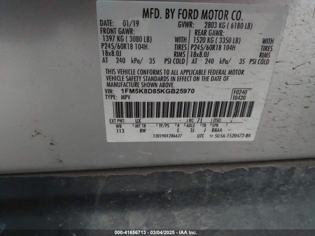 Ford EXPLORER XLT 2019 1FM5K8D85KGB25970 Image 9