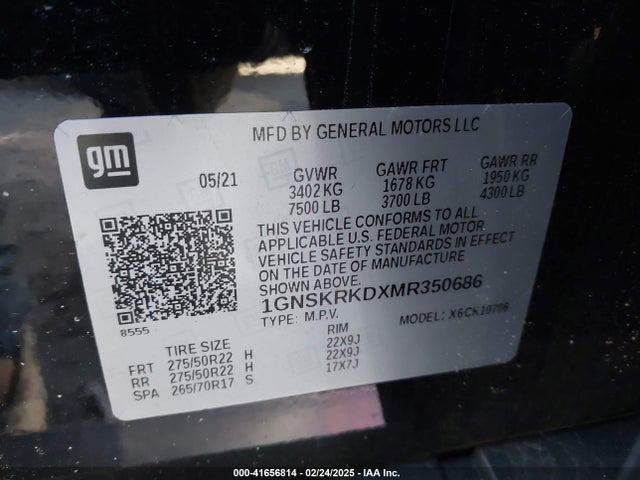 1GNSKRKDXMR350686 Chevrolet TAHOE RST