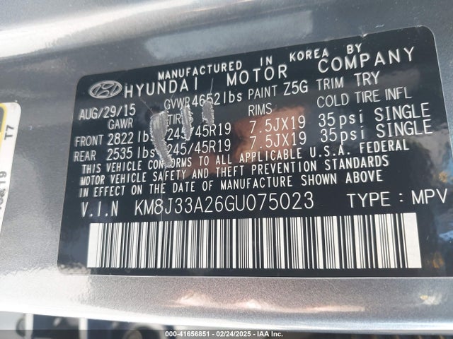 KM8J33A26GU075023 Hyundai Tucson Limited