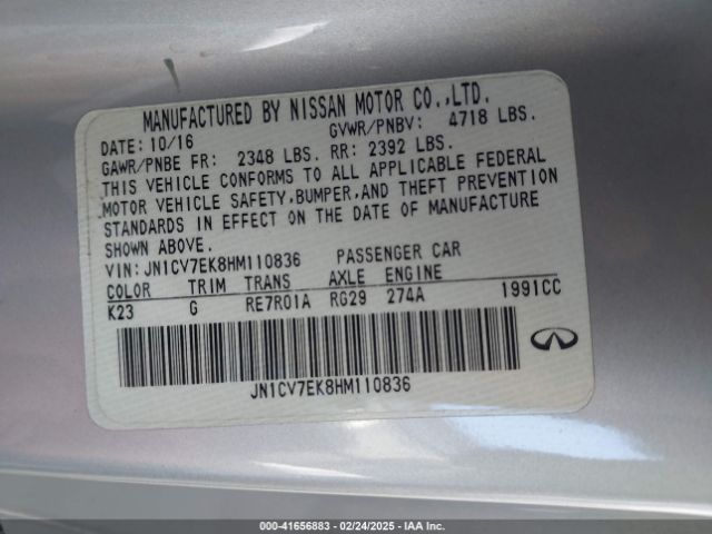JN1CV7EK8HM110836 Infiniti Q60 2.0t