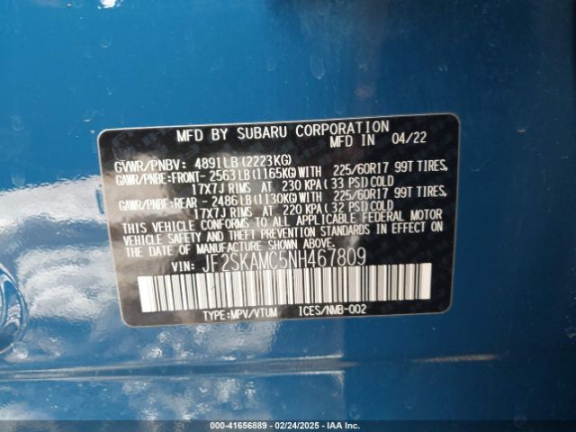JF2SKAMC5NH467809 Subaru Forester Wilderness