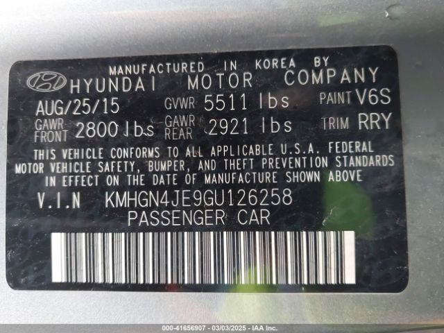 KMHGN4JE9GU126258 Hyundai Genesis 3.8