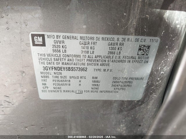 2011 CADILLAC SRX 3GYFNDEY6BS573962 Photo 8