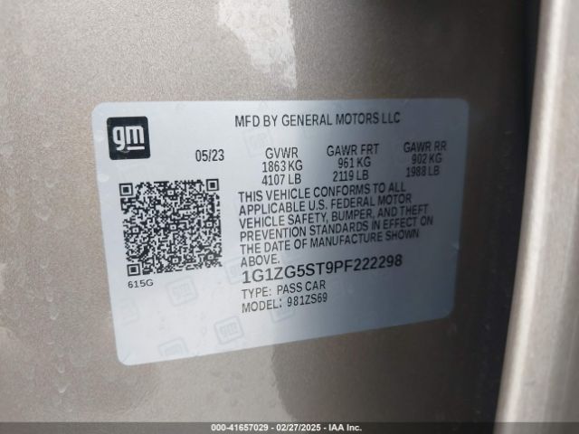 1G1ZG5ST9PF222298 Chevrolet Malibu Fwd Rs