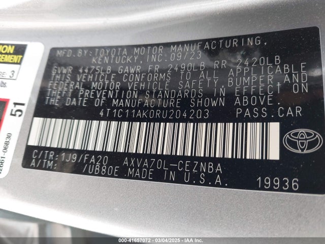 4T1C11AK0RU204203 Toyota CAMRY LE