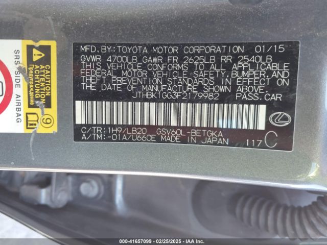 JTHBK1GG3F2179982 Lexus ES 350