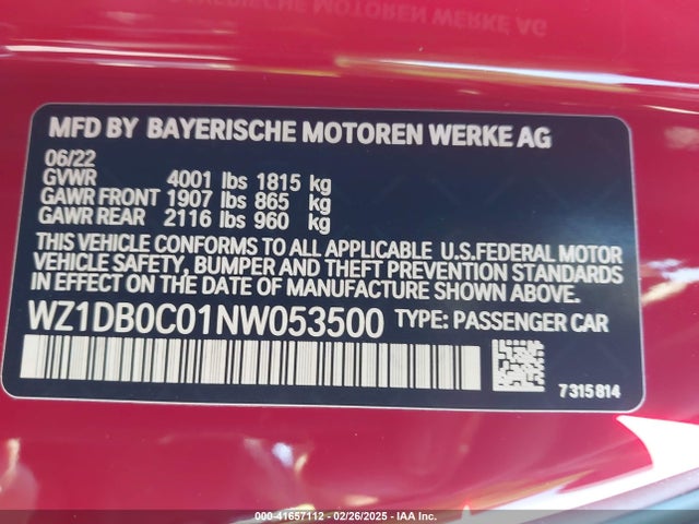 WZ1DB0C01NW053500 Toyota Gr Supra 3.0 Premium