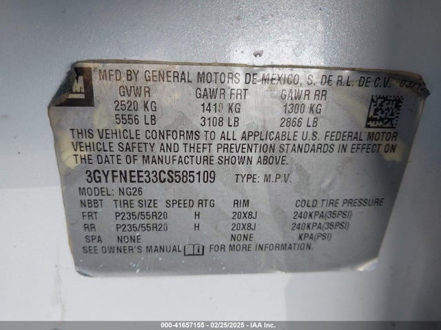 2012 CADILLAC SRX 3GYFNEE33CS585109 Photo 8