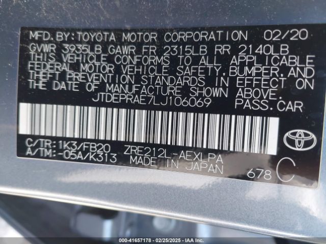 JTDEPRAE7LJ106069 Toyota COROLLA LE