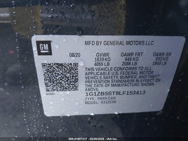 1G1ZB5ST9LF153413 Chevrolet Malibu Fwd Ls