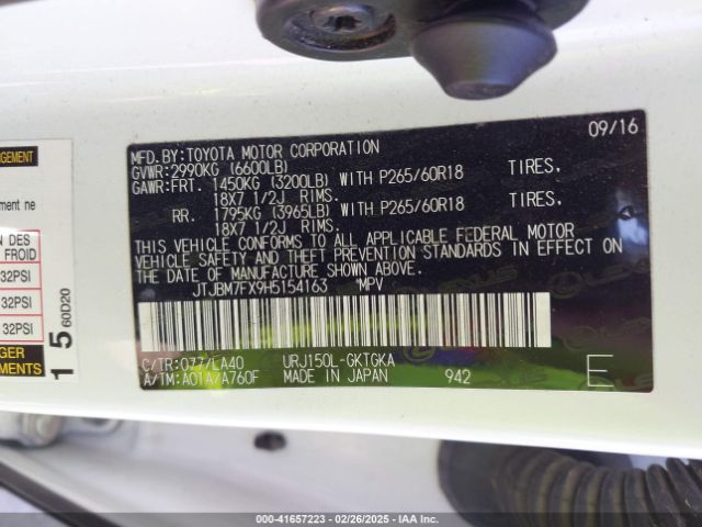 JTJBM7FX9H5154163 Lexus GX 460