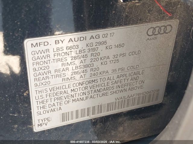 WA1LAAF76HD047018 Audi Q7 3.0t Premium
