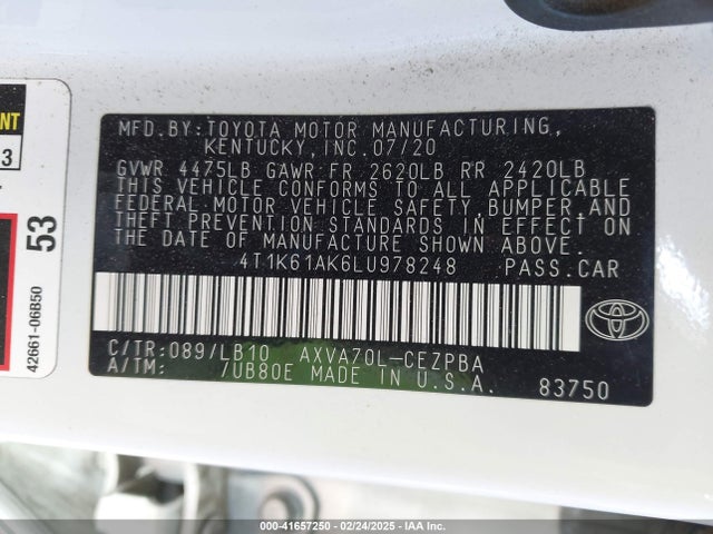 4T1K61AK6LU978248 Toyota CAMRY XSE
