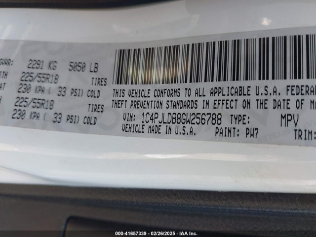 1C4PJLDB8GW256788 Jeep Cherokee Limited