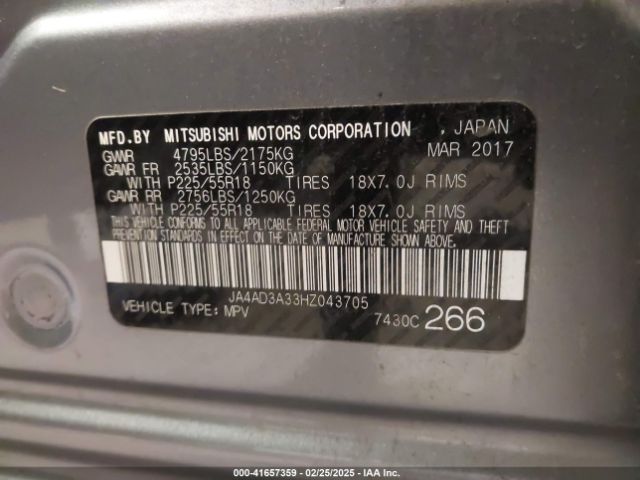 JA4AD3A33HZ043705 Mitsubishi Outlander Se