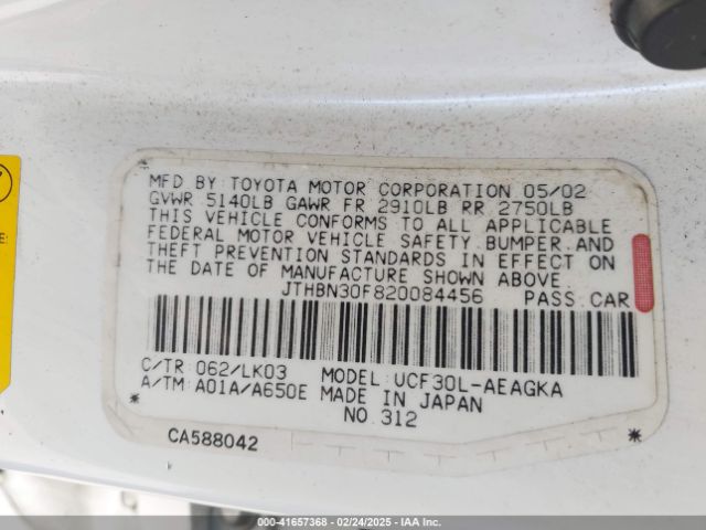 2002 LEXUS LS 430 JTHBN30F820084456 Photo 8