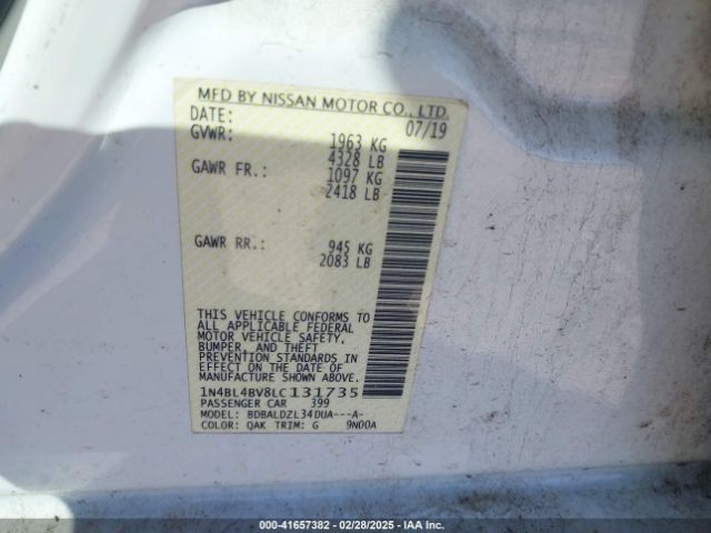 1N4BL4BV8LC131735 Nissan Altima S Fwd