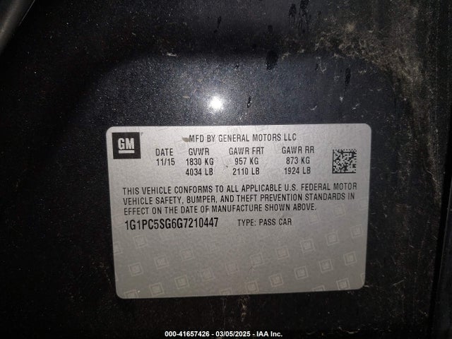 1G1PC5SG6G7210447 Chevrolet Cruze Limited Ls Auto