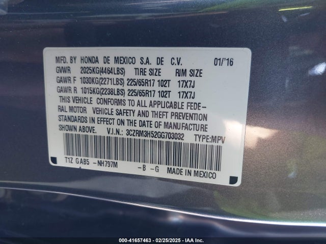 3CZRM3H52GG703032 Honda CR-V EX