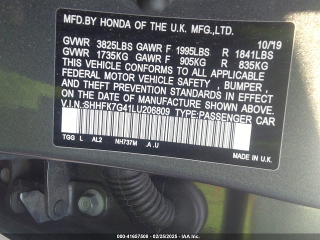 SHHFK7G41LU206809 Honda Civic Sport