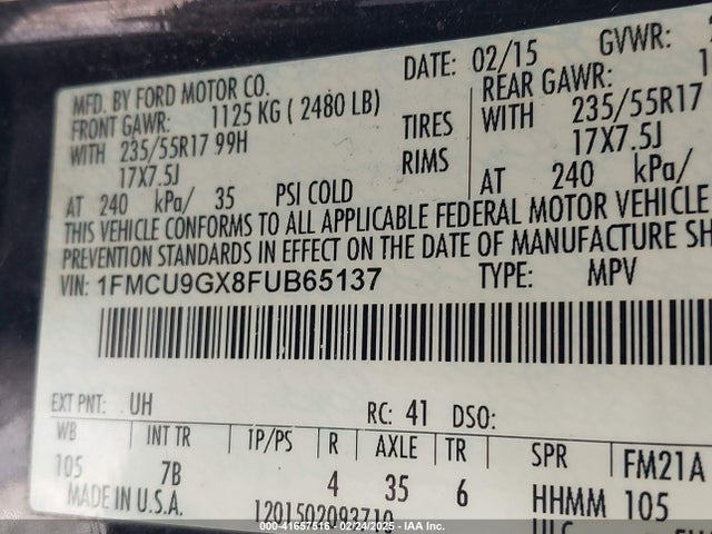 1FMCU9GX8FUB65137 Ford ESCAPE SE