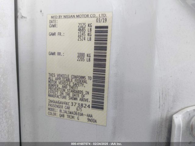 1N4AA6AV4KC373824 Nissan Maxima 3.5 Sr