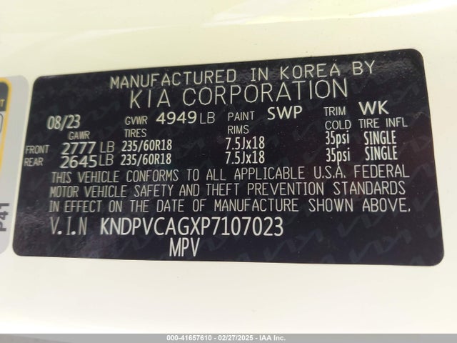 KNDPVCAGXP7107023 KIA Sportage Hybrid Ex