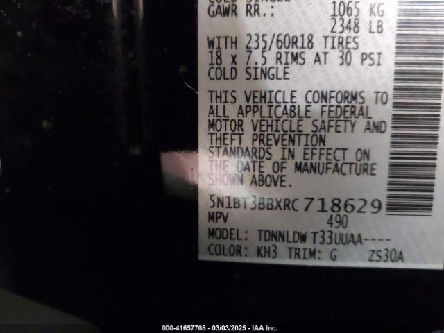 5N1BT3BBXRC718629 Nissan Rogue Sv Intelligent Awd