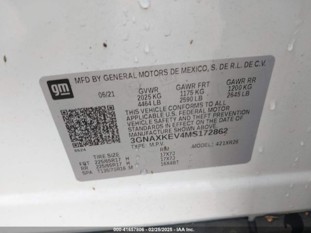 2021 CHEVROLET EQUINOX 3GNAXKEV4MS172862 Photo 8
