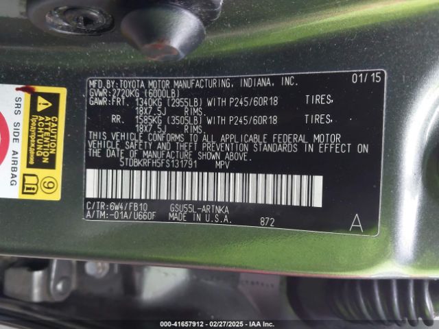 5TDBKRFH5FS131791 Toyota Highlander Le V6