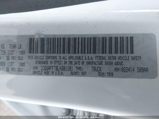 1C6SRFFT8LN301181 RAM 1500 Big Horn  4x4 5'7 Box