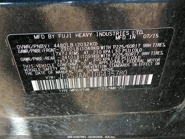 Subaru Forester 2.5i 2016 JF2SJAAC1GG435780 Image 9