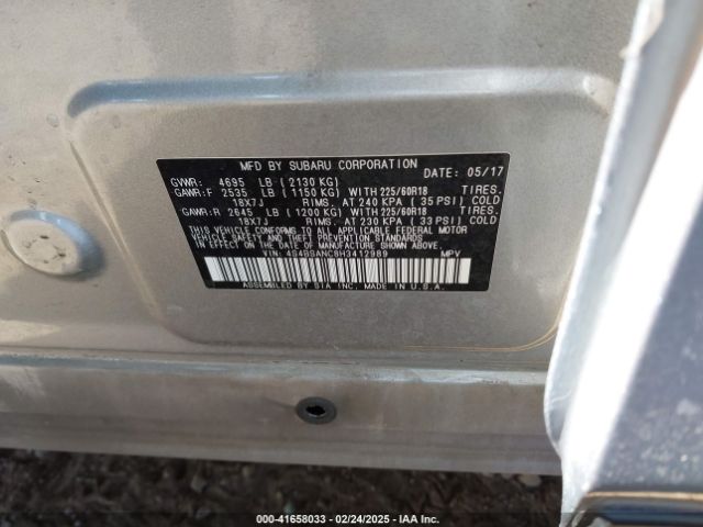 4S4BSANC8H3412989 Subaru Outback 2.5i Limited