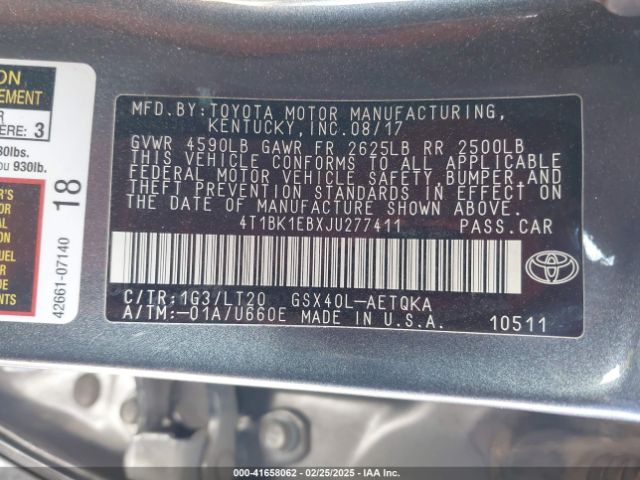 4T1BK1EBXJU277411 Toyota Avalon Touring