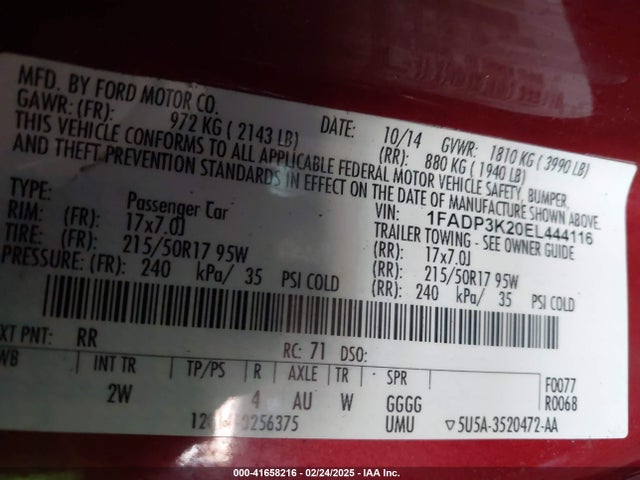 1FADP3K20EL444116 Ford FOCUS SE