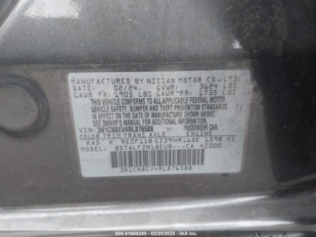 3N1CN8EV4RL876588 Nissan Versa 1.6 Sv