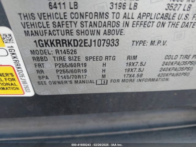 1GKKRRKD2EJ107933 GMC Acadia Slt-1