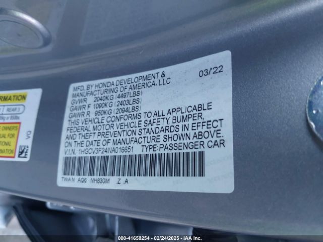 1HGCV3F24NA016651 Honda Accord Hybrid Sport