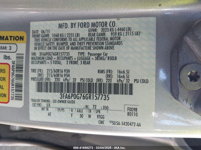 Ford FUSION S 2016 3FA6P0G76GR157735 Image 9