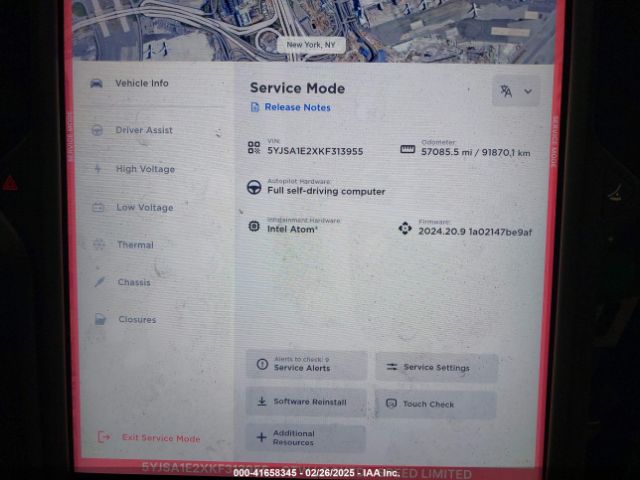 5YJSA1E2XKF313955 Tesla Model S 100d/75d/long Range/standard Range