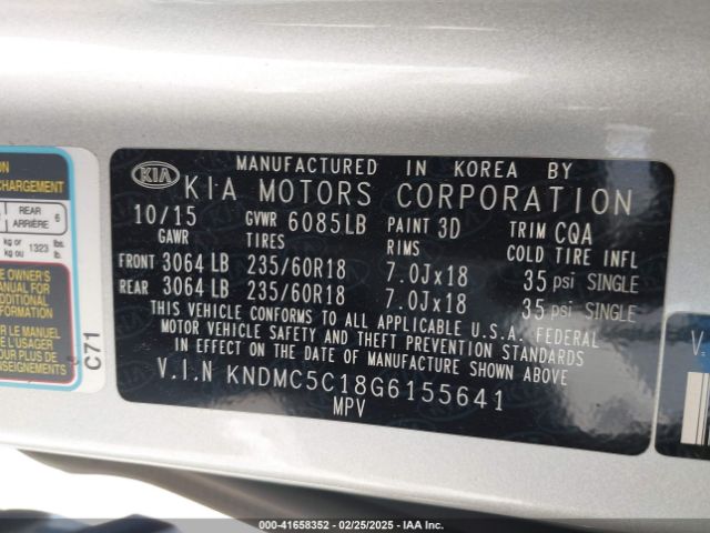 KNDMC5C18G6155641 KIA Sedona Sx