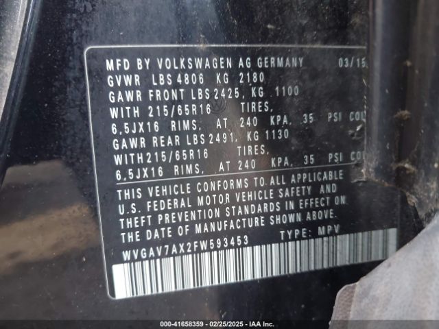 2015 VOLKSWAGEN TIGUAN WVGAV7AX2FW593453 Photo 8
